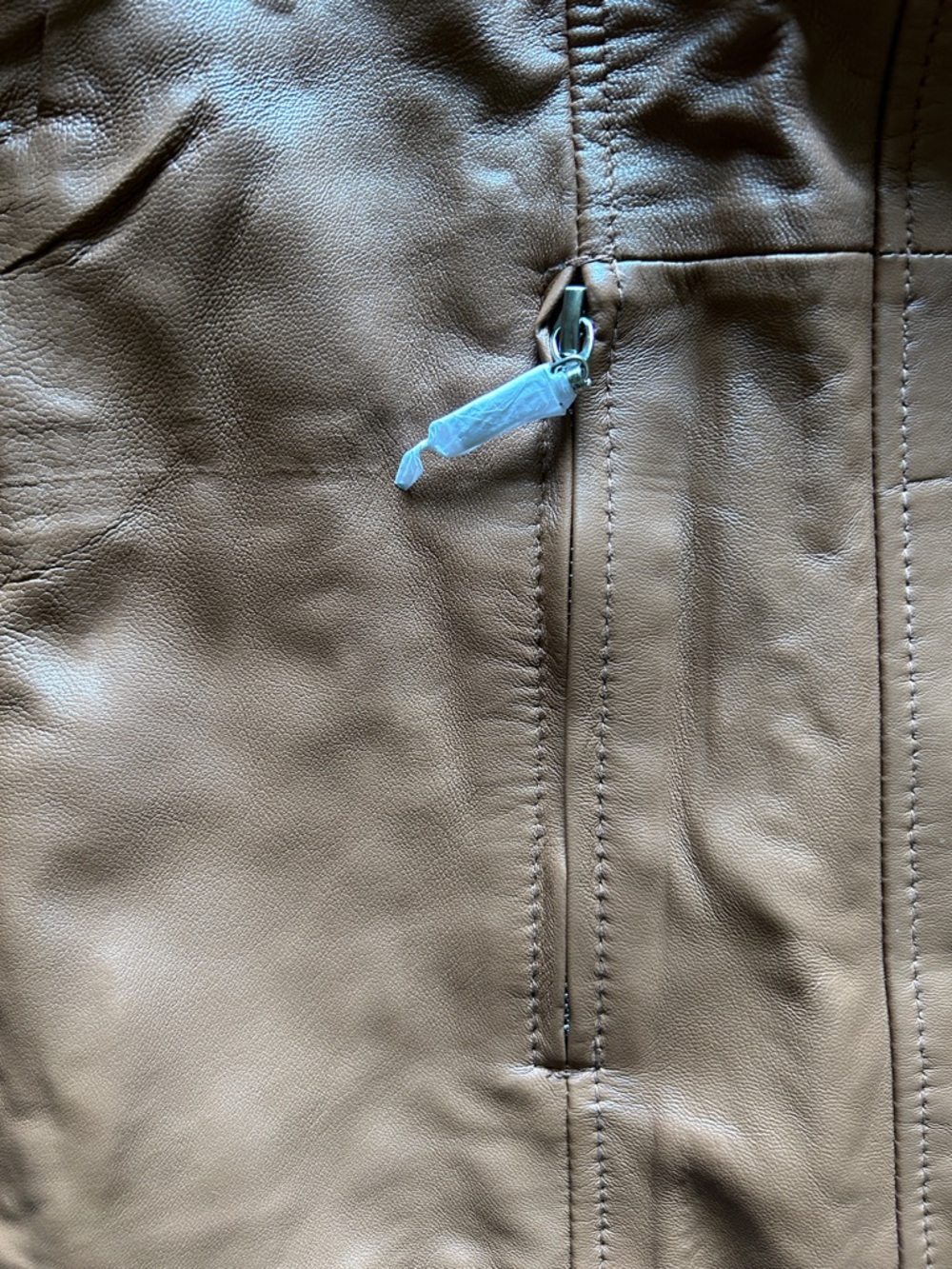 Women’s Brown Leather Zip-Front Jacket by Jessica London NWT - Picture 7 of 7